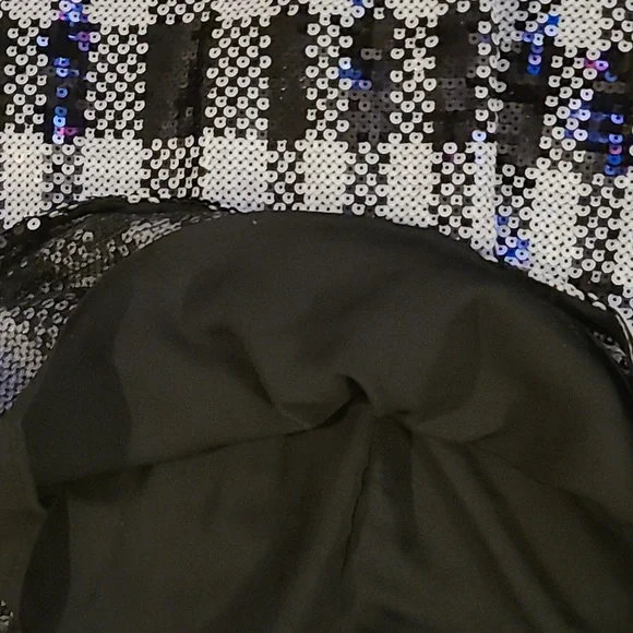 DRAPER JAMES WOMENS BLACK & WHITE SEQUIN SHEATH DRESS SIZE 4 - Picture 10 of 15